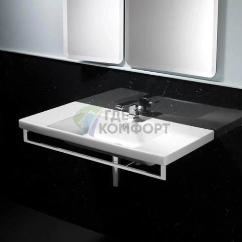 Подвесная раковина GSI Norm 100×50 см белая с переливом - фото 1