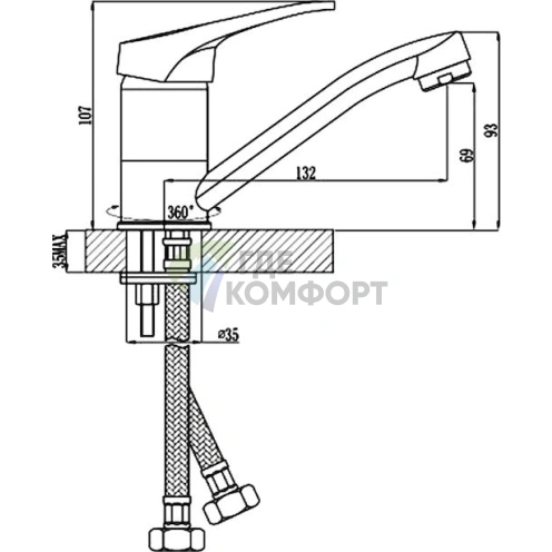 Смеситель для кухни Rossinka B35-22U: двухрежимный - фото 2
