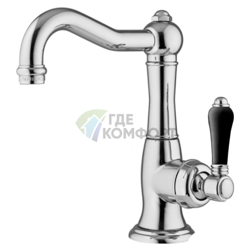 Однорычажный смеситель для раковины Nicolazzi Ceramica Nera с донным клапаном: черные керамические ручки, хром (3452CR76BC) - фото 1