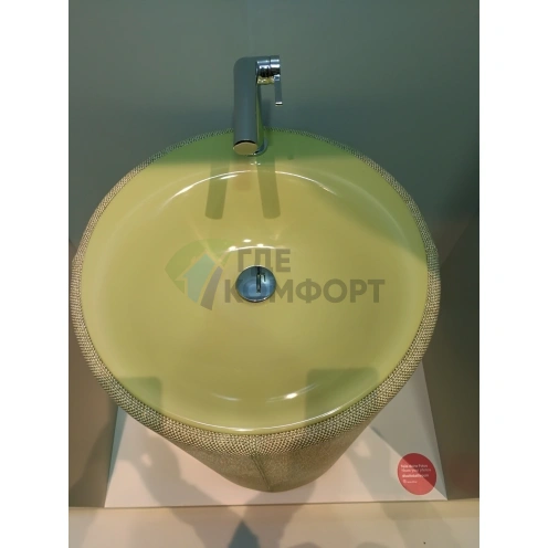 Раковина Bette Lux Oval Couture с текстильным подиумом — диаметр 550 мм, высота 900 мм, цвет болотный (B805-851) - фото 3