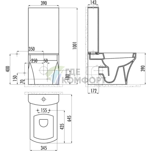 Стильный компактный унитаз Creavit Sorti SR311 - фото 4
