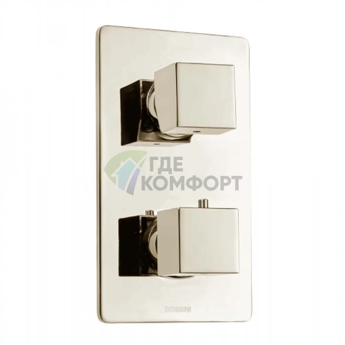 Термостат для душа Bossini Cube встраиваемый с девиатором на 5 режимов, цвет сатинированный никель (Z00061.094) - фото 1