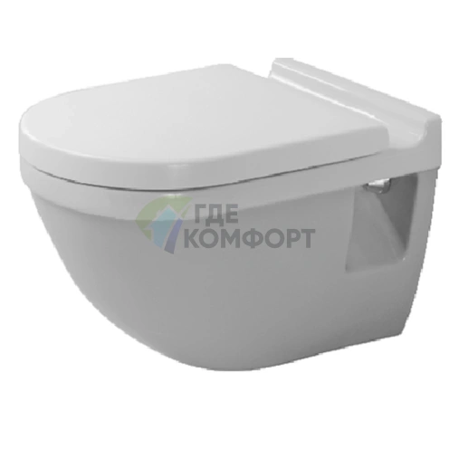 Комплект Duravit Starck 3: подвесной унитаз 360х540 мм с сиденьем-микролифтом, белый (220009+006389)) - фото 1