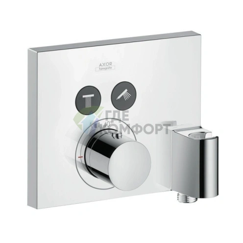 Термостат для душа AX ShowerSelect встраиваемый с держателем и 2 выходами, хром (36712000) - фото 1