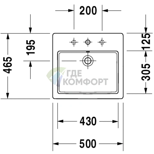 Раковина Duravit Vero встраиваемая, 500x465 мм, белая (315500030) - фото 2