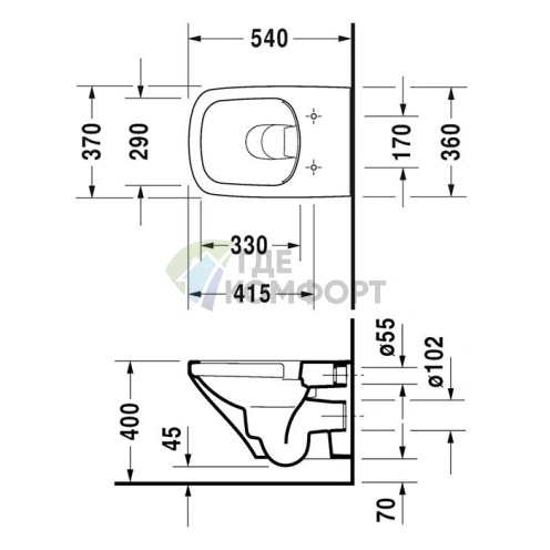 Унитаз подвесной Duravit DuraStyle безободковый белый 540x370 мм с системой монтажа (2551090000) - фото 2
