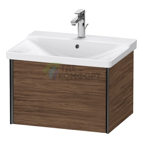 Подвесная тумба Duravit XViu для раковины 233265, 1 ящик, цвет walnut dark/черный матовый (XV40150B221) - фото 1