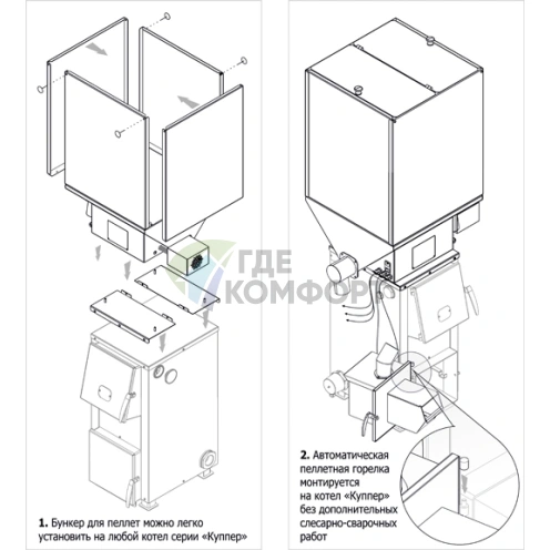 Твердотопливный пеллетный напольный котел Теплодар Куппер ОК 10 - фото 4