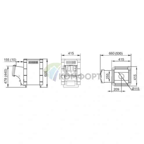 Печь Термофор Оса Inox ДА антрацит НВ - фото 3