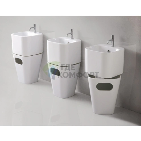 Подвесная раковина AZZURRA TANDEM 44x43 см с бельевой корзиной, белый - фото 5