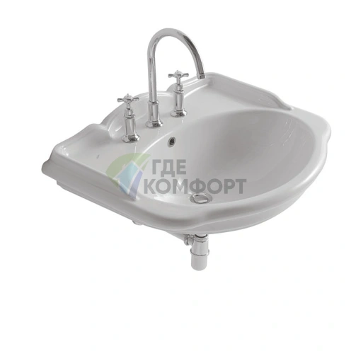 Подвесная раковина GLOBO Paestum 71x58 см белая с комплектом креплений - фото 3