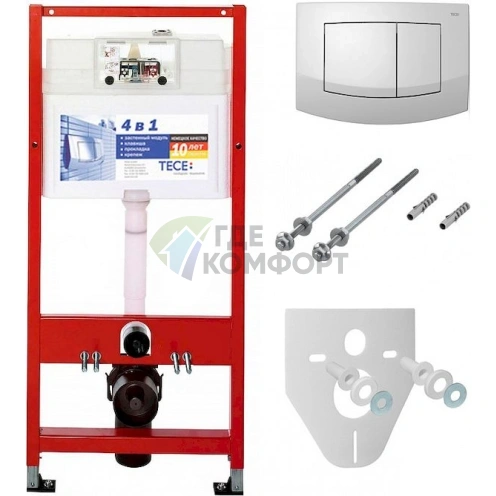 Система инсталляции для унитаза TECE Ambia K400200: 4 в 1 с кнопкой смыва - фото 1