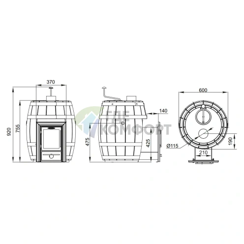 Печь Термофор Скоропарка 2012 Inox Люмина Баррель палисандр - фото 3