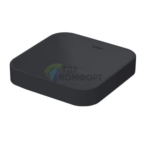 Раковина Duravit Happy D квадратная 400 мм цвет Anthracite matt с керамическим выпуском (23594013001) - фото 1