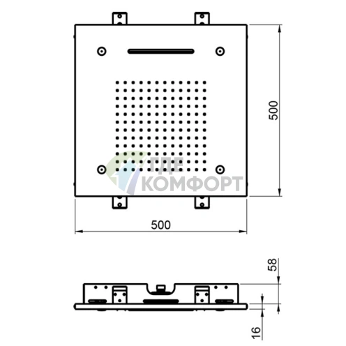 Душевая лейка потолочная встраиваемая Almar 500x500 мм, 3 режима, нержавеющая сталь (E044140.MS) - фото 2