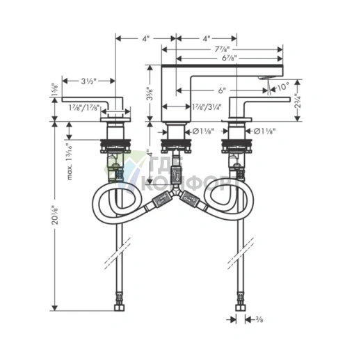 Стильный смеситель AX MyEdition для раковины на 3 отверстия с высоким изливом и сливным гарнитуром в хроме (47050000) - фото 2