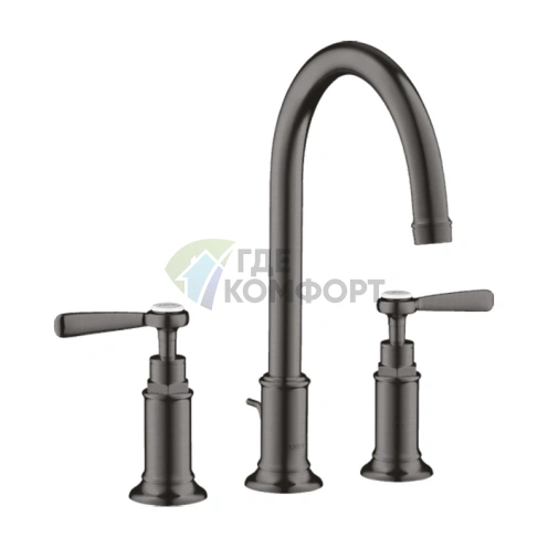 Смеситель для раковины AX Montr 180,3 отв. с лейкой, шлифованный черный хром (16514340) - фото 1