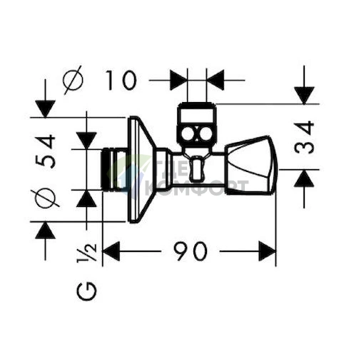 Вентиль Hansgrohe Metropol E 13902000 с рукояткой - фото 2