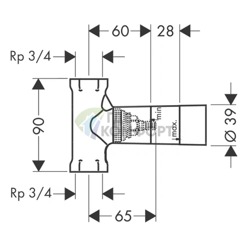 Запорный вентиль HG скрытого монтажа 3/4 с расходом 130 л/мин (15970180) - фото 2