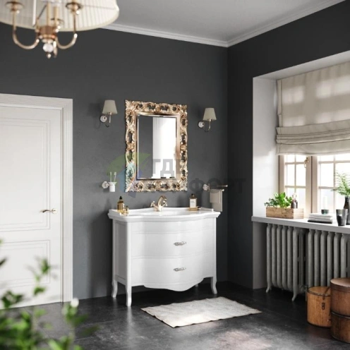 Тумба с раковиной TW Armony Azzurra 112 см, 2 ящика с доводчиками Blum, цвет Bianco (ARM2110-B+GIU200110/ALZA bix1 комплект) - фото 1