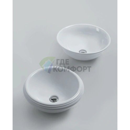 Раковина AZZURRA JUBILAEUM круглая 45x18 см, белая, без отверстий под смеситель - фото 6