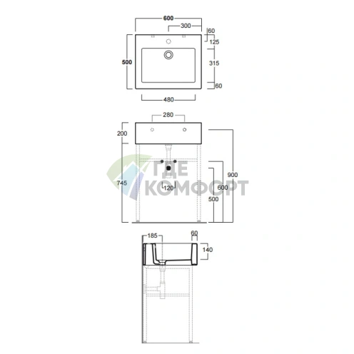 Консольная раковина Simas Frozen 90x50 см белая с отверстием ручной работы - фото 2