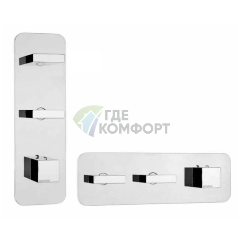 Термостат для душа Bossini прямоугольный встраиваемый с девиатором на 2-4 выхода, хром (Z033204.030) - фото 1