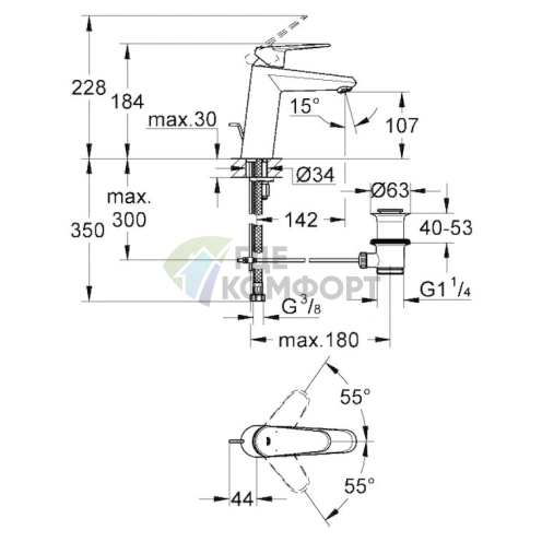 Смеситель для раковины Grohe Eurodisc Cosmopolitan 23448000 - фото 5