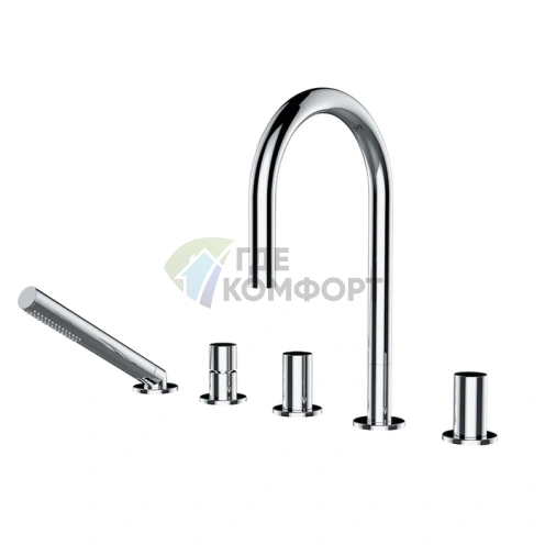 Смеситель для ванны Laufen Kartell с ручным душем, на 5 отверстий, хром (3.2233.5.004.282.1) - фото 1