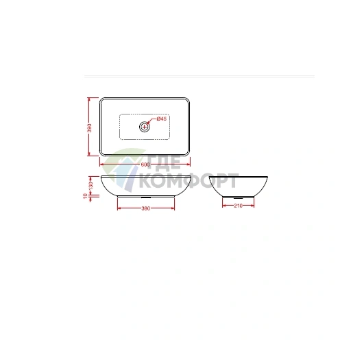 Раковина накладная Artceram TAI 60x39 см белая без отверстия под смеситель и без слива-перелива - фото 2