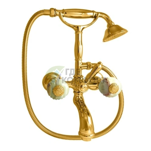 Смеситель для ванны Nicolazzi Onice с двумя ручками и переключателем душ/ванна в золотом цвете (2101GO09O) - фото 1