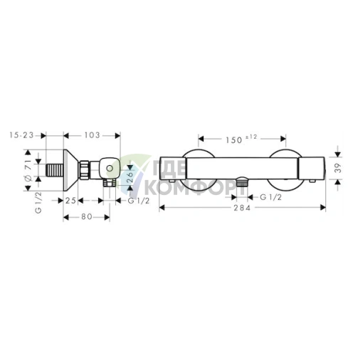 Термостат для душа Hansgrohe Ecostat Universal 13122000 с точной регулировкой температуры - фото 2