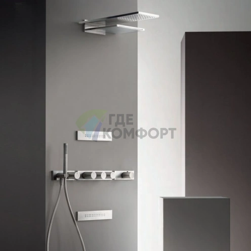 Термостатический смеситель для ванны Fantini Milano на 4 выхода, матовая сталь (31 93 7314B) - фото 1