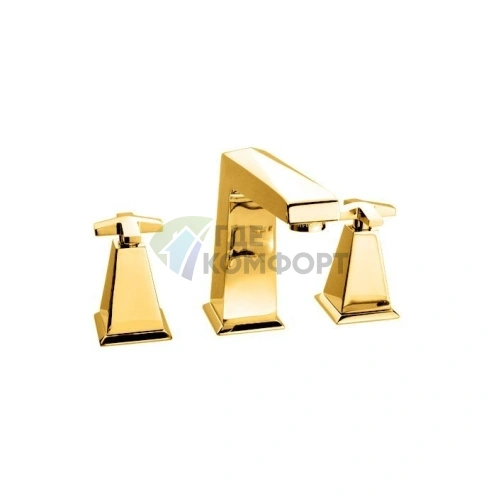 Золотой смеситель Nicolazzi Margherita для раковины на 3 отверстия с высоким изливом (1008GO38) - фото 1