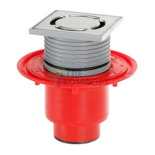 Трап HL310N-SML с решеткой 115x115 мм и вертикальным выпуском DN50 манжетой для соединения с SML трубой - фото 1