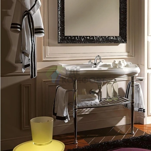 Стойка для раковины 1050 KERASAN Retro с полкой, полотенцедержателями и мыльницей, хром (730090) - фото 1