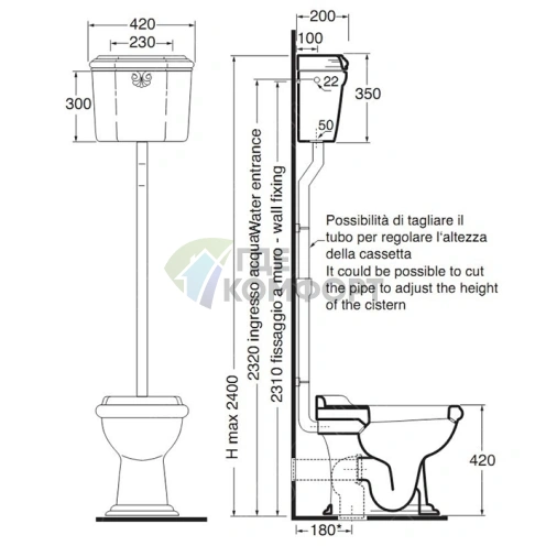AZZURRA Giunone-Jubilaeum — высокая труба с держателем, хром (B1900TC cr) - фото 2