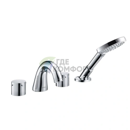 Смеситель для ванны AX Starck накладной на 4 отверстия с ручным душем, хром (10444000) - фото 1