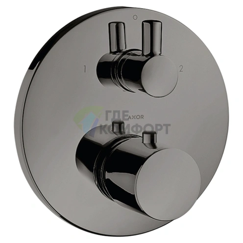 Термостат для душа AX Uno встраиваемый, 2 подводки, полированный черный хром (38720330) - фото 1