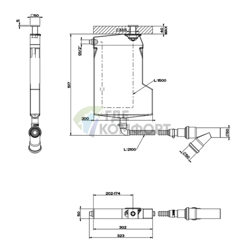 Gessi Rettangolo: Система сбора воды для ручного душа со скрытым шлангом, цвет Black Metal Brushed PVD (01767#707) - фото 2
