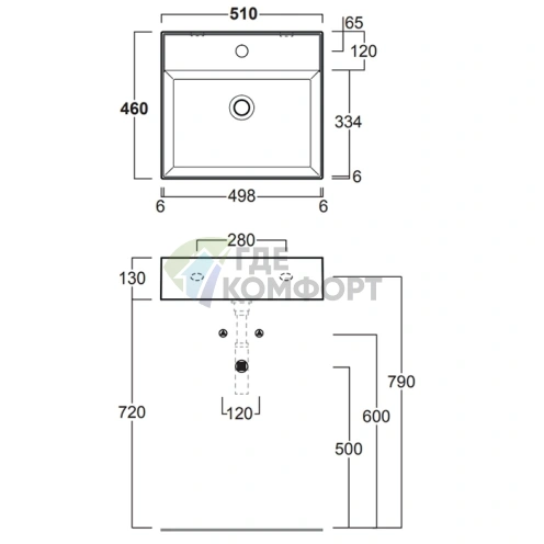 Подвесная раковина SIMAS AGILE 51x46 см с переливом, белая - фото 2