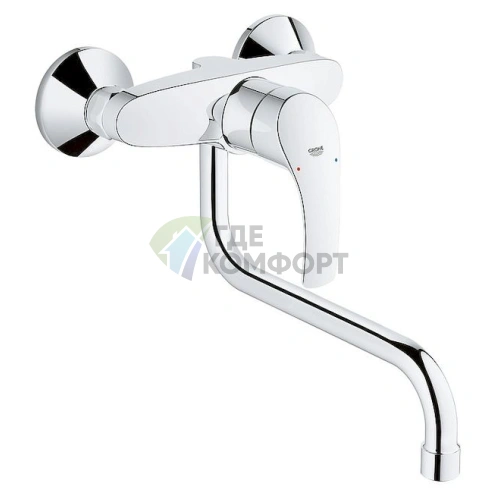 Стильный однорычажный смеситель Grohe Eurosmart New для кухни - фото 1