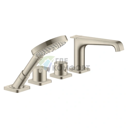 Смеситель для ванны AX Citterio E на 4 отверстия, цвет шлифованный никель (36410820) - фото 1