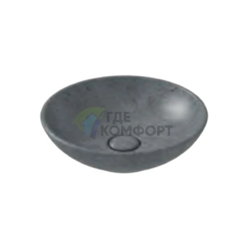 Раковина накладная круглая Globo Le Pietre 40×14 см с донным клапаном, цвет Peperino grigio (LAT41.PG) - фото 1