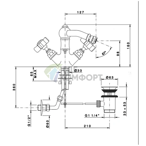 Смеситель для биде Nicolazzi Dames Anglaises с поворотным изливом, бронза (1434BZ18) - фото 2