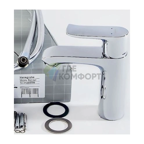 Смеситель для раковины Hansgrohe Metris с гигиеническим душем - фото 4