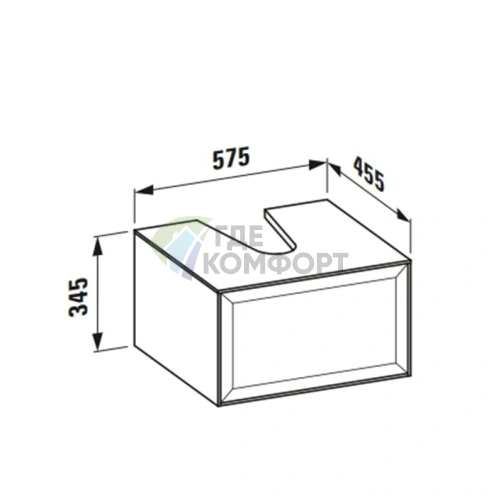 База под раковину Laufen New Classic подвесная, 580×450×350 мм, с ящиком, серый цвет (4.0600.3.085.627.1) - фото 2