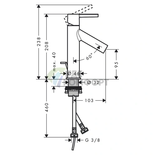 Смеситель для раковины AX Starck 110 в цвете шлифованный никель (10007820) - фото 2