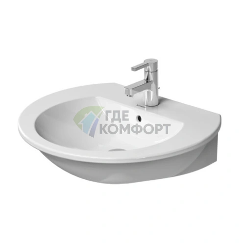 Раковина Duravit Darling New с переливом и 3 отверстиями под смеситель 550x480 мм белого цвета (2621550030) - фото 1