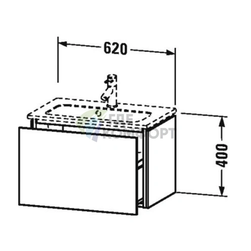 База под раковину Duravit L-Cube 400x620x391 с выдвижным ящиком, цвет белая сирень глянцевый (LC615602727) - фото 2
